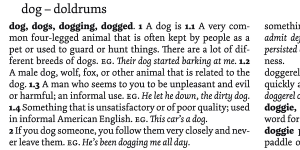 Card displaying Dolly typeface in various styles