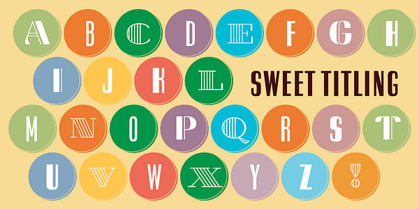 Card displaying Sweet Titling typeface in various styles