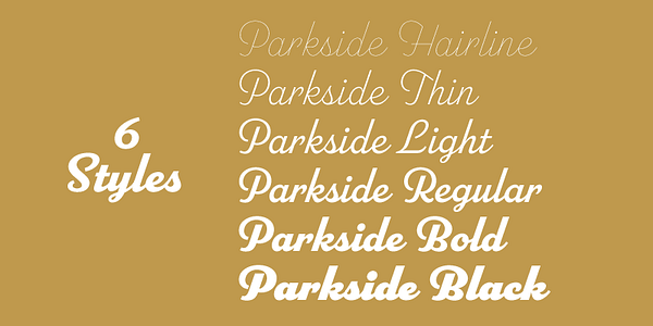 Card displaying Parkside typeface in various styles