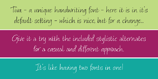 Card displaying Tiva typeface in various styles