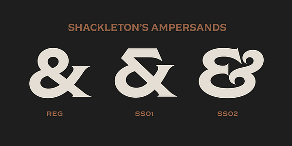 Card displaying Shackleton typeface in various styles