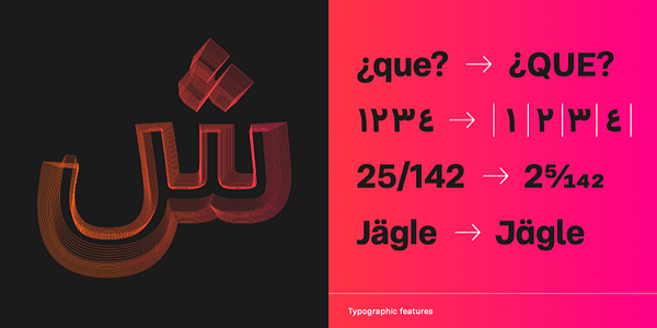 Card displaying Adapter Arabic Display typeface in various styles