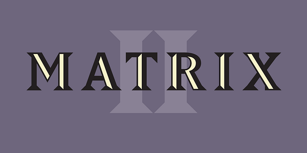 Card displaying Matrix II typeface in various styles