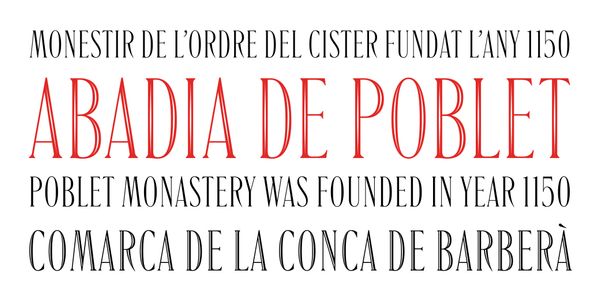 Card displaying Poblet typeface in various styles