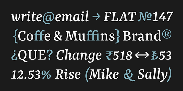 Card displaying Yrsa typeface in various styles