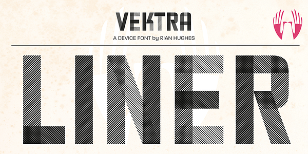 Card displaying Vektra typeface in various styles