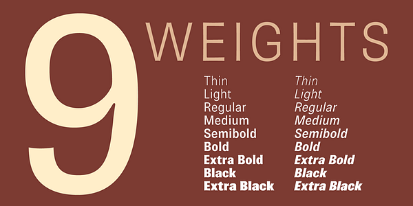 Card displaying Brown Pro typeface in various styles