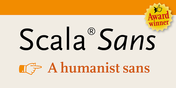 Card displaying Scala Sans typeface in various styles