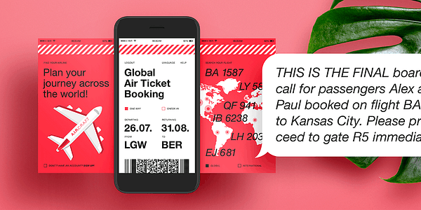 Card displaying Helvetica Neue World typeface in various styles