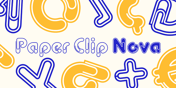 Card displaying Paper Clip Nova typeface in various styles