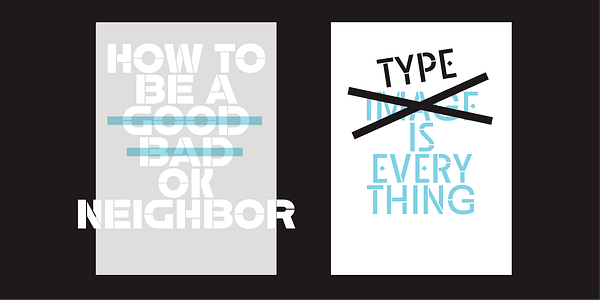 Card displaying Neighbor Stencil typeface in various styles