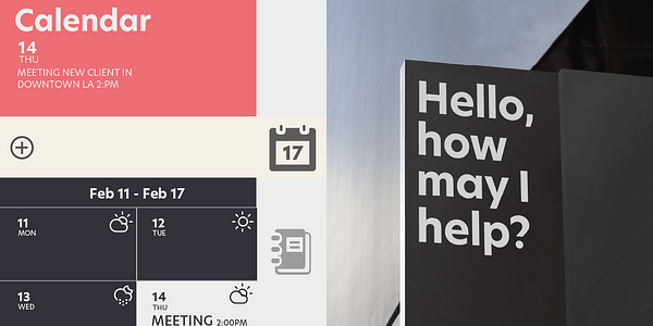 Card displaying New Hero typeface in various styles