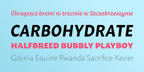 Card displaying Macho typeface in various styles