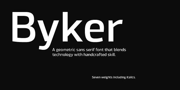 Card displaying Byker typeface in various styles