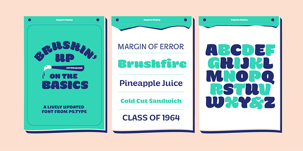 Card displaying Hegante Display typeface in various styles