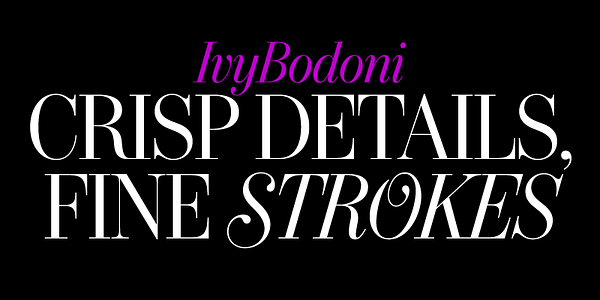 Card displaying IvyBodoni typeface in various styles