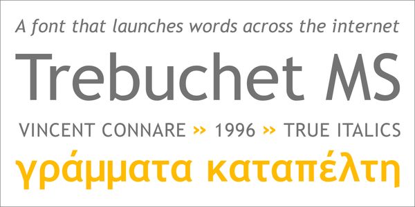 Card displaying Trebuchet MS typeface in various styles