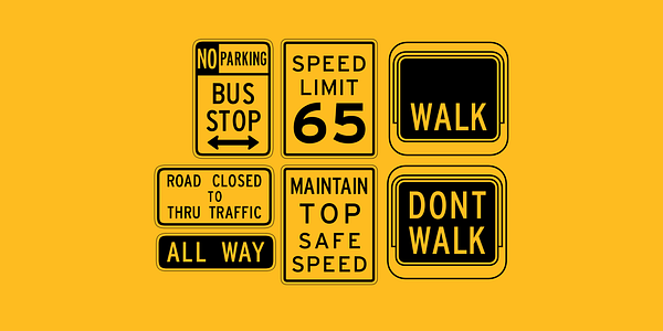 Card displaying Interstate Pi typeface in various styles
