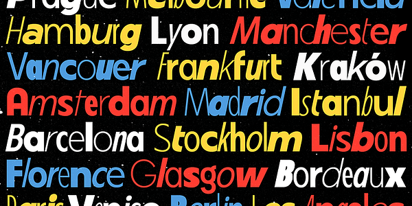 Card displaying Fifties Variable typeface in various styles