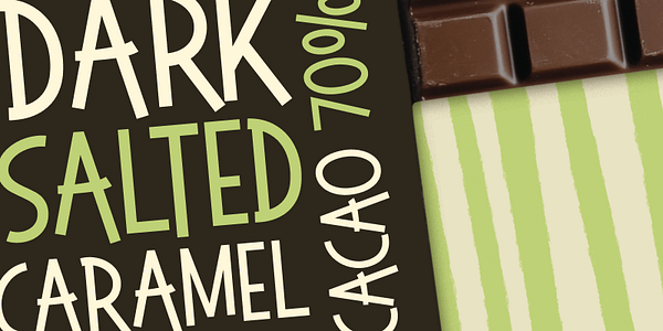 Card displaying Sweet and Salty typeface in various styles