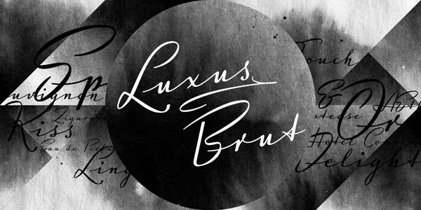 Card displaying Luxus Brut typeface in various styles