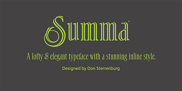 Card displaying Summa typeface in various styles