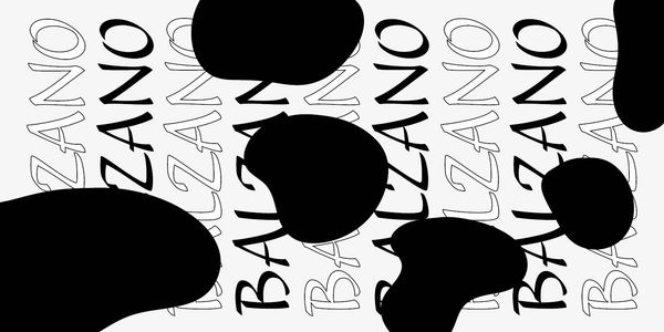 Card displaying Balzano typeface in various styles