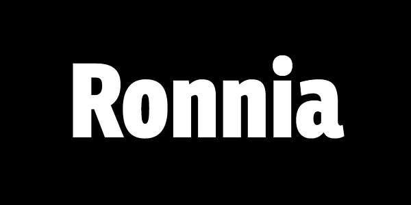 Card displaying Ronnia typeface in various styles