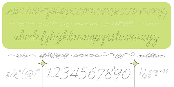 Card displaying Flirt Script typeface in various styles