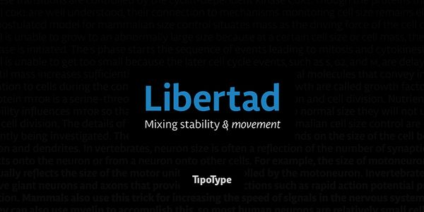 Card displaying Libertad typeface in various styles