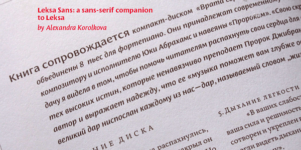 Card displaying Leksa Sans typeface in various styles