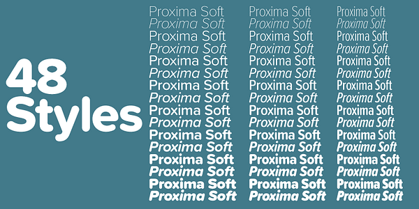 Card displaying Proxima Soft typeface in various styles