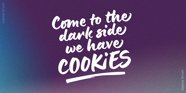 Card displaying Lumios Brush typeface in various styles