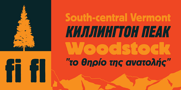 Card displaying Berthold Block W1G typeface in various styles