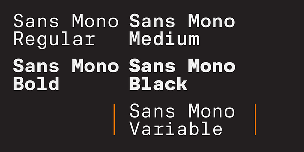 Card displaying CoFo Sans Mono Variable typeface in various styles