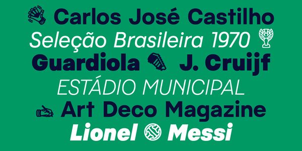 Card displaying Pacaembu typeface in various styles