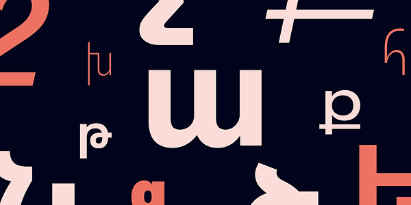 Card displaying Aktiv Grotesk Armenian typeface in various styles