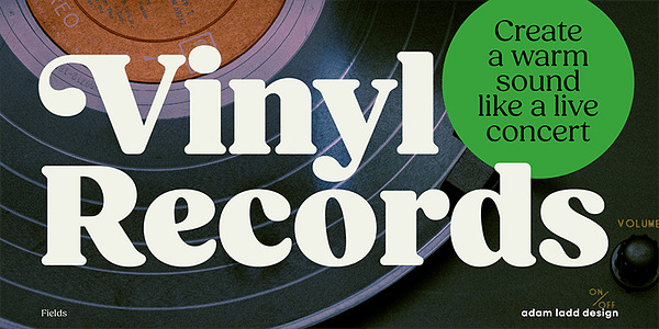 Card displaying Fields typeface in various styles