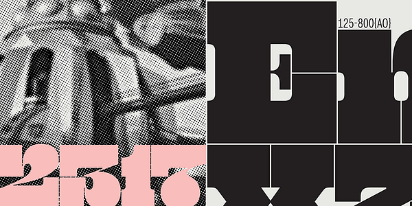 Card displaying Gigantic typeface in various styles