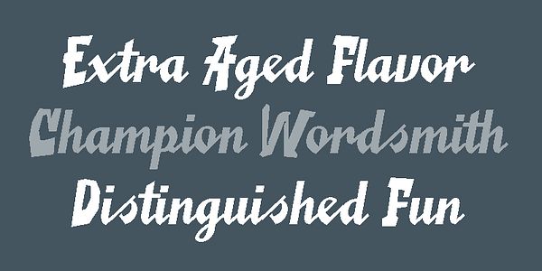 Card displaying Saucy Millionaire typeface in various styles
