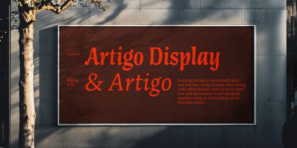 Card displaying Artigo typeface in various styles