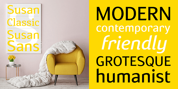 Card displaying Susan typeface in various styles