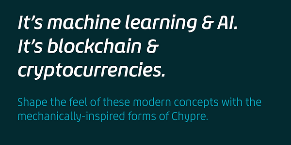 Card displaying Chypre typeface in various styles