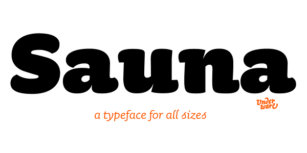 Card displaying Sauna typeface in various styles