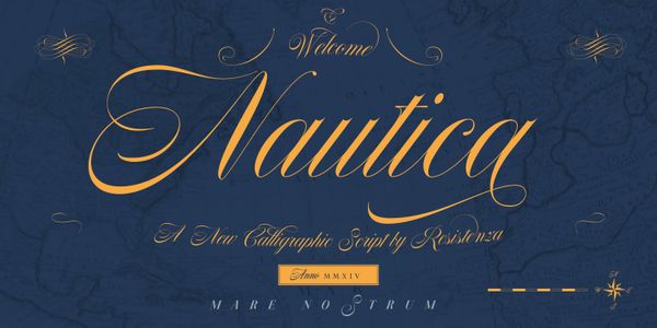 Card displaying Nautica typeface in various styles
