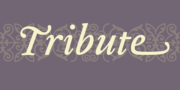 Card displaying Tribute typeface in various styles