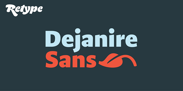 Card displaying Dejanire Sans typeface in various styles
