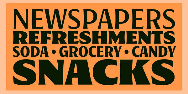 Card displaying Oaks typeface in various styles