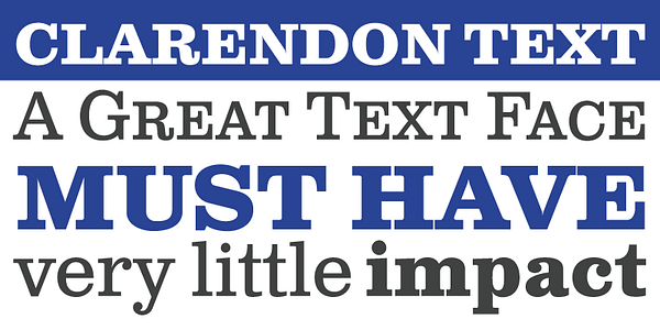 Card displaying Clarendon Text typeface in various styles