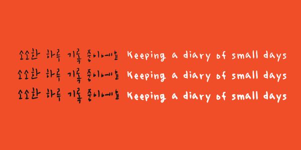 Card displaying CalliFont Daynote Brush typeface in various styles